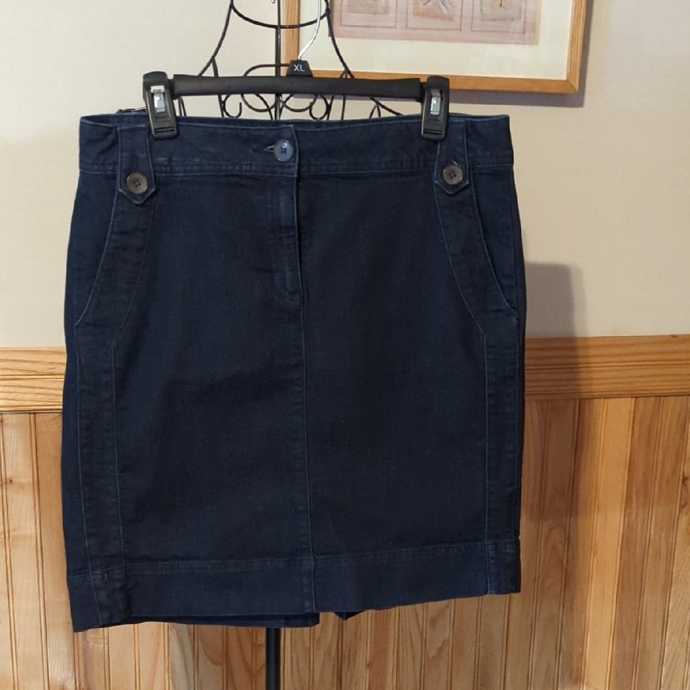 Dana Buchman Denim Jean Pencil Skirt 4 Pockets Women's Size 10 Dark Blue NICE